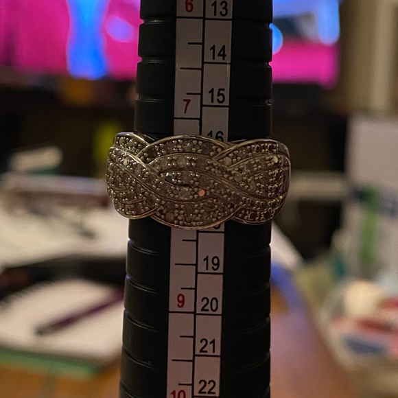 IKS Sterling Silver Half Karat Diamond Ring. Plated with platinum for durability - Picture 10 of 11